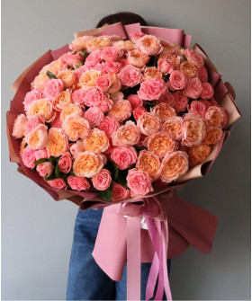 35 роскошных кустовых пионовидных роз Джульетта и Бол Музетт №3244