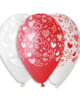 Шар 12" Сердца микс латекс